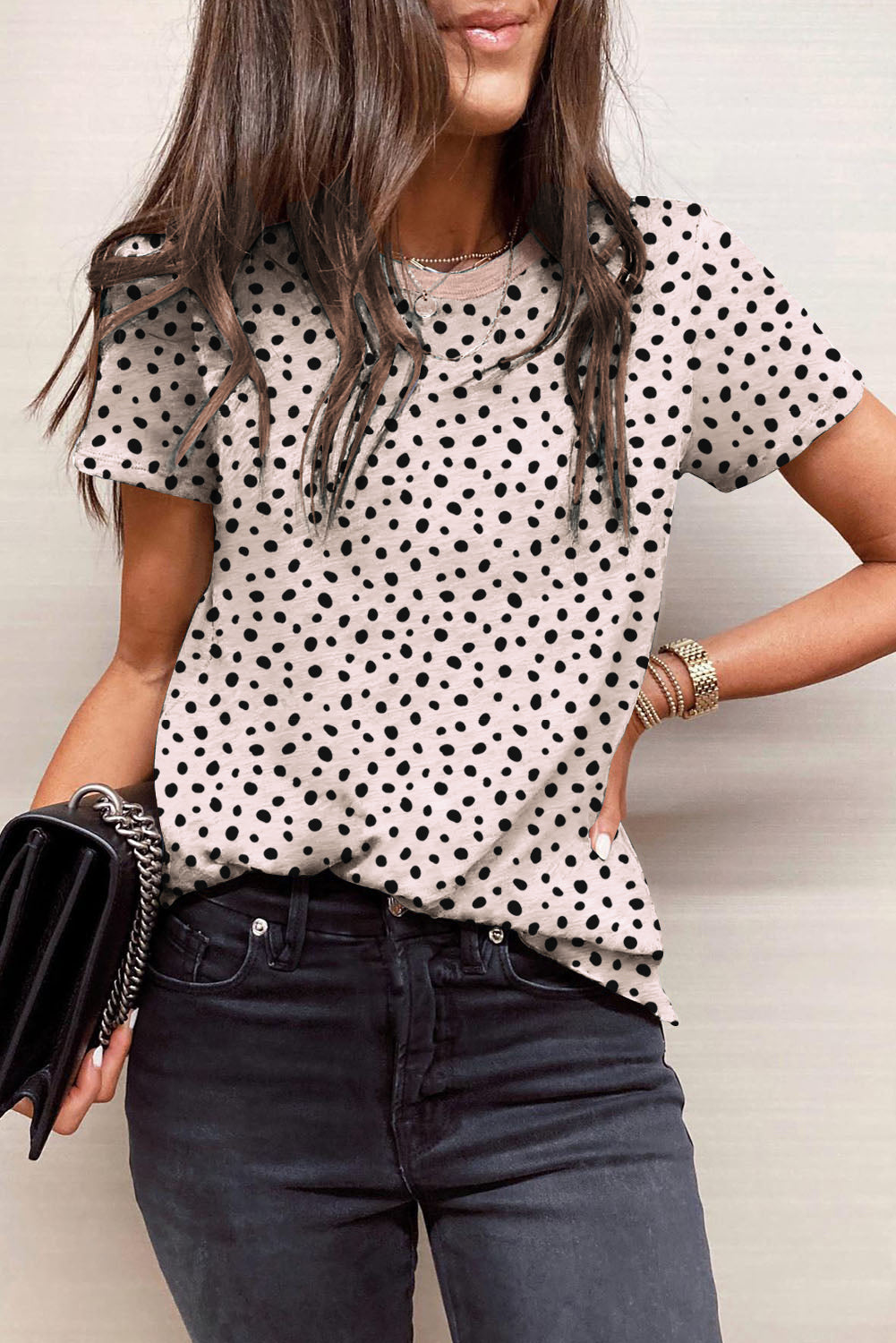 Animal Spotted Print Round Neck Long Sleeve Top-7