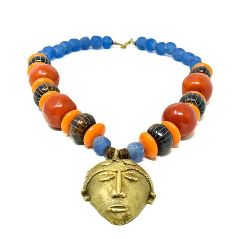 Kamau Mask Necklace with assorted Beads-1