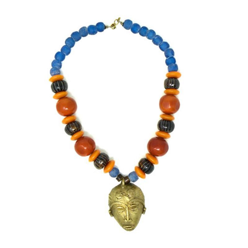 Kamau Mask Necklace with assorted Beads-2