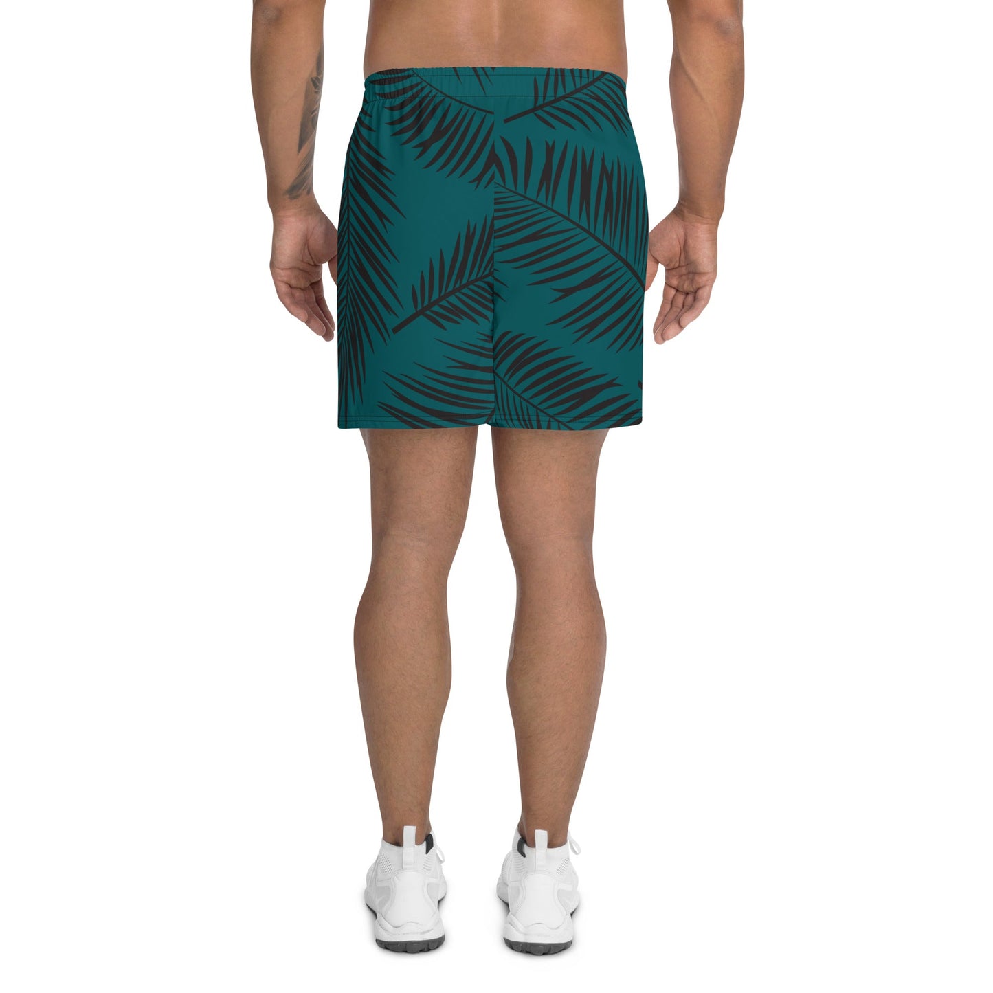 Men's Green Leaf Pattern Athletic Shorts-3