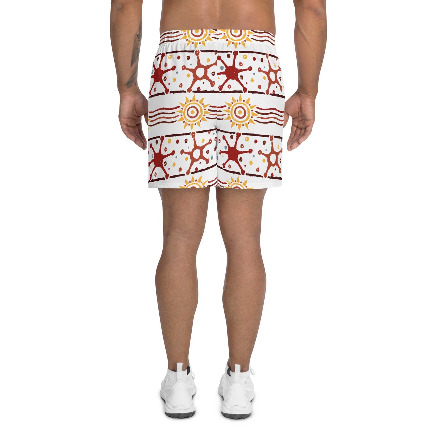 Brown Yellow Men's Athletic Shorts-3