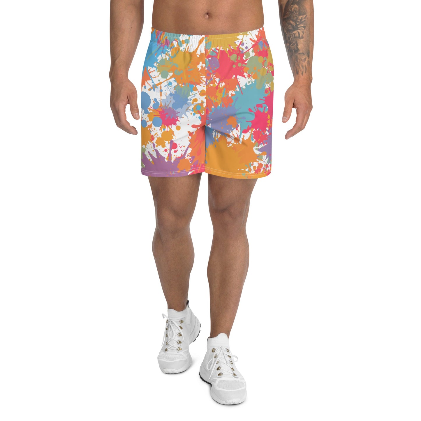 Splattered Colour Men's Athletic Shorts-0