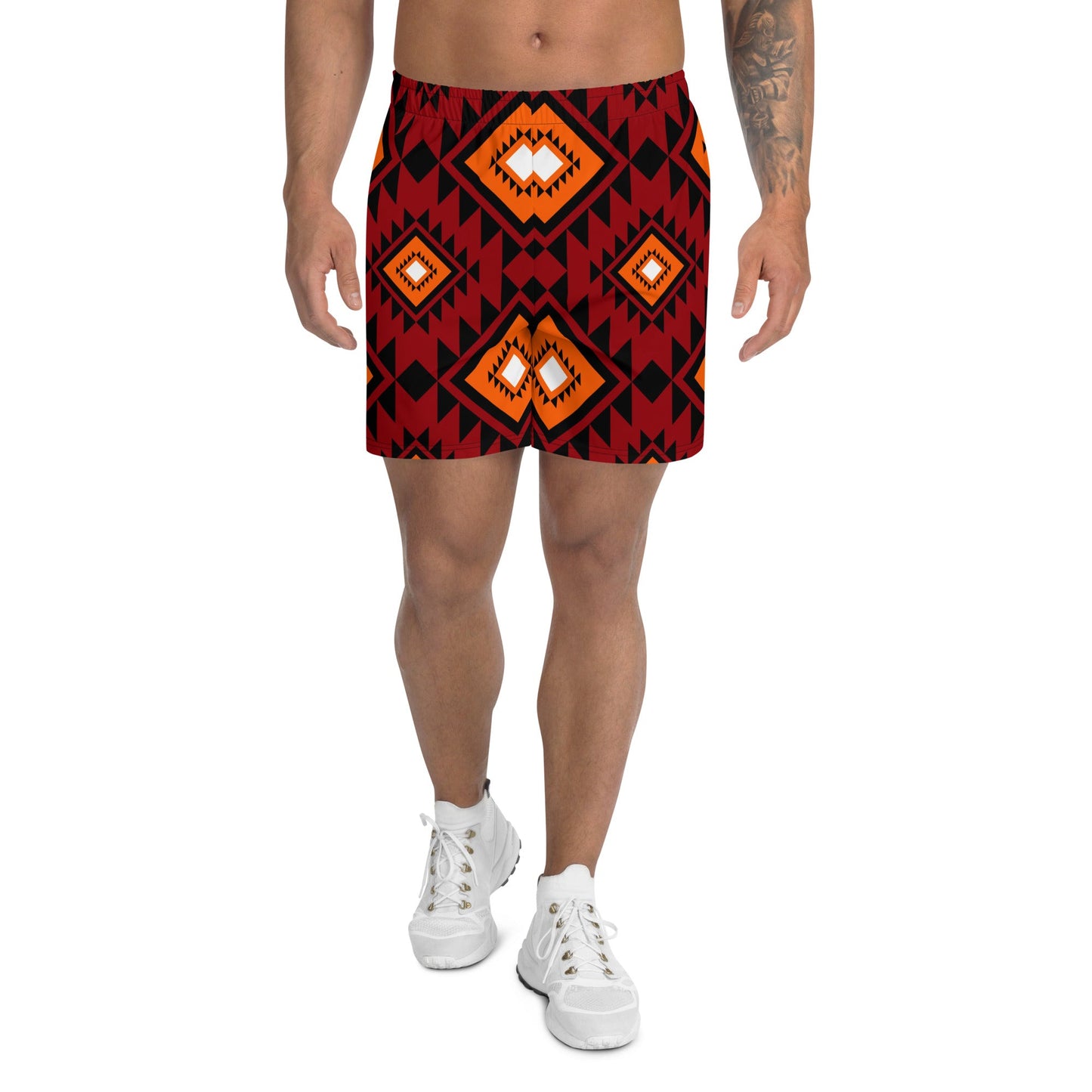 Brown African Print Men's Shorts-0