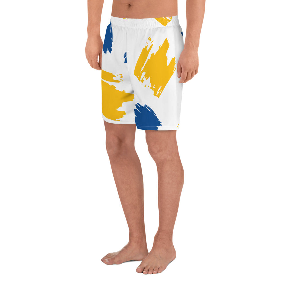 Yellow Blue Brushstroke Athletic Shorts-2
