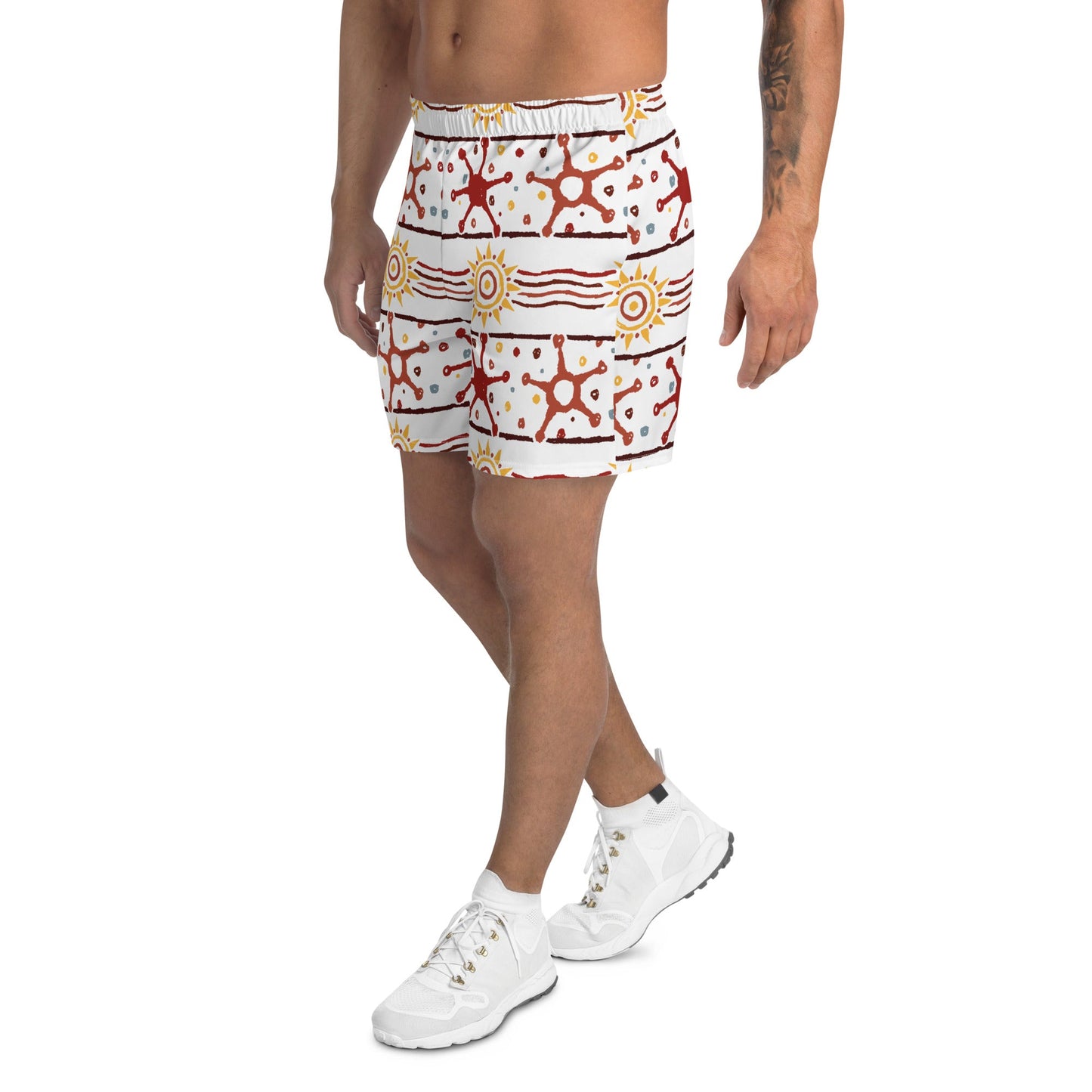 Brown Yellow Men's Athletic Shorts-2