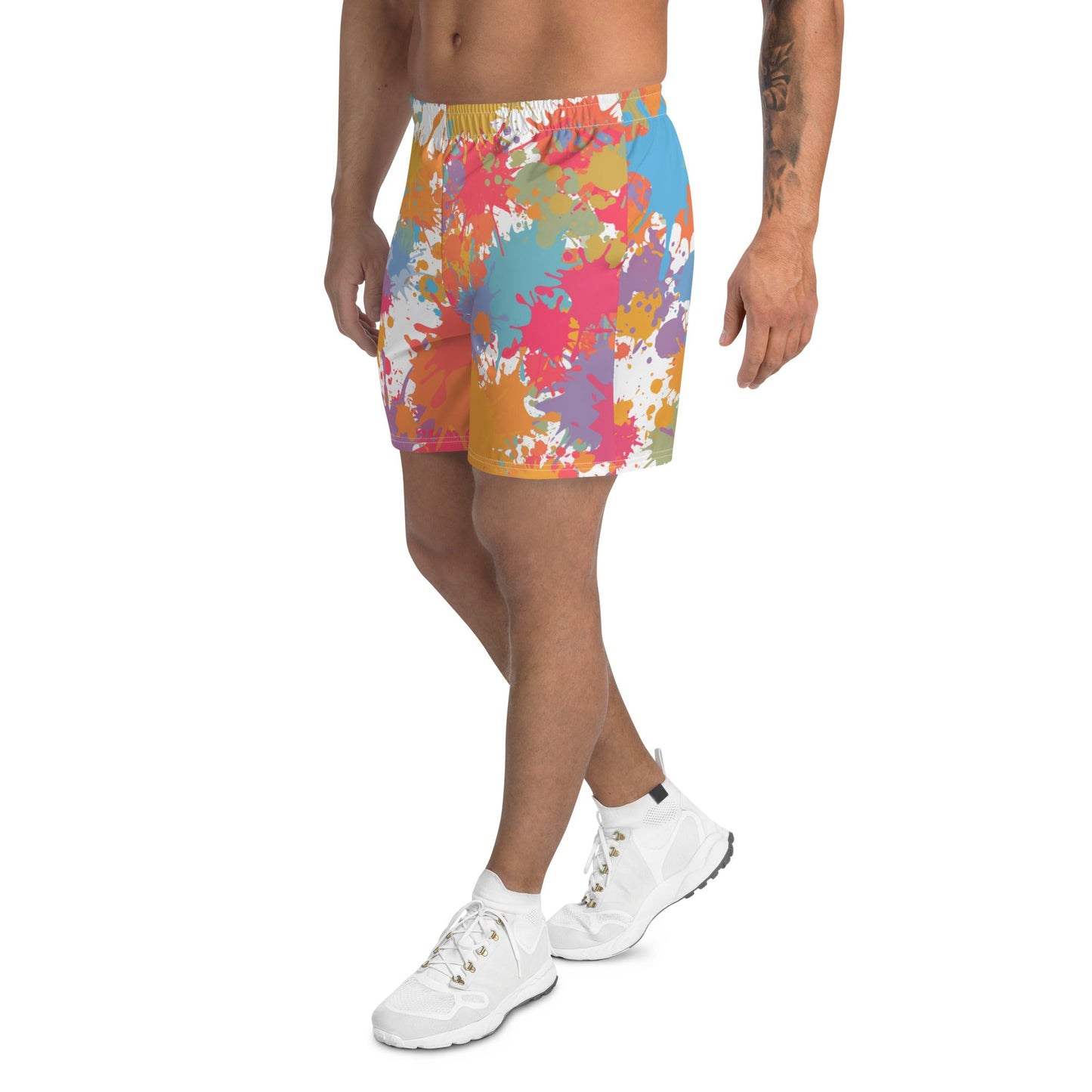 Splattered Colour Men's Athletic Shorts-2