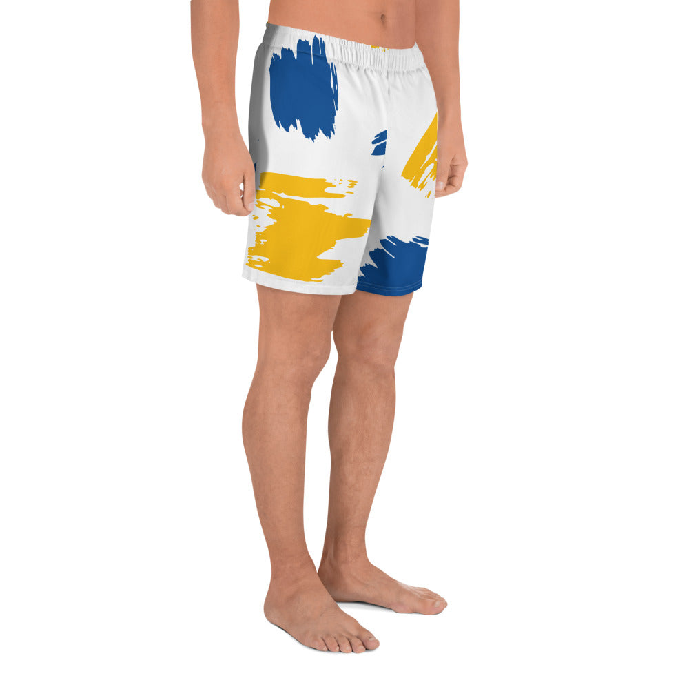 Yellow Blue Brushstroke Athletic Shorts-1