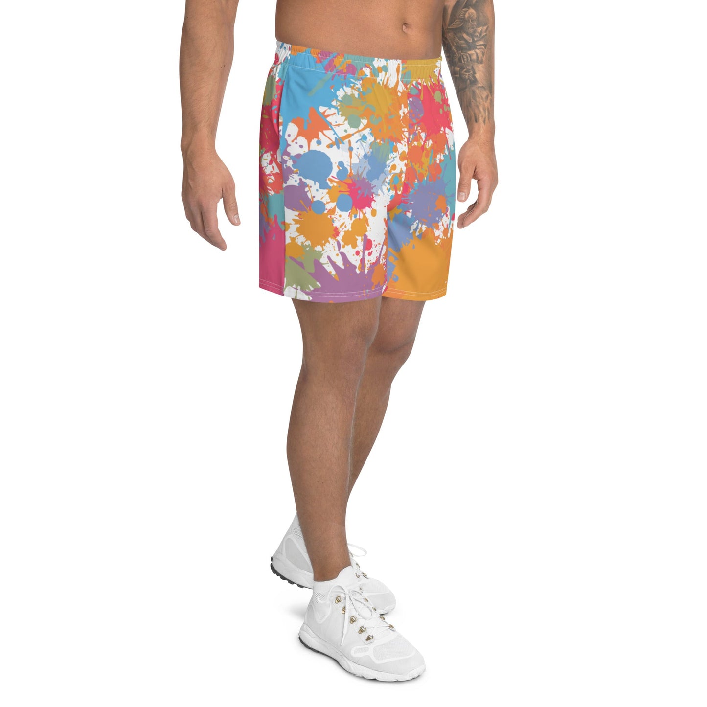 Splattered Colour Men's Athletic Shorts-1