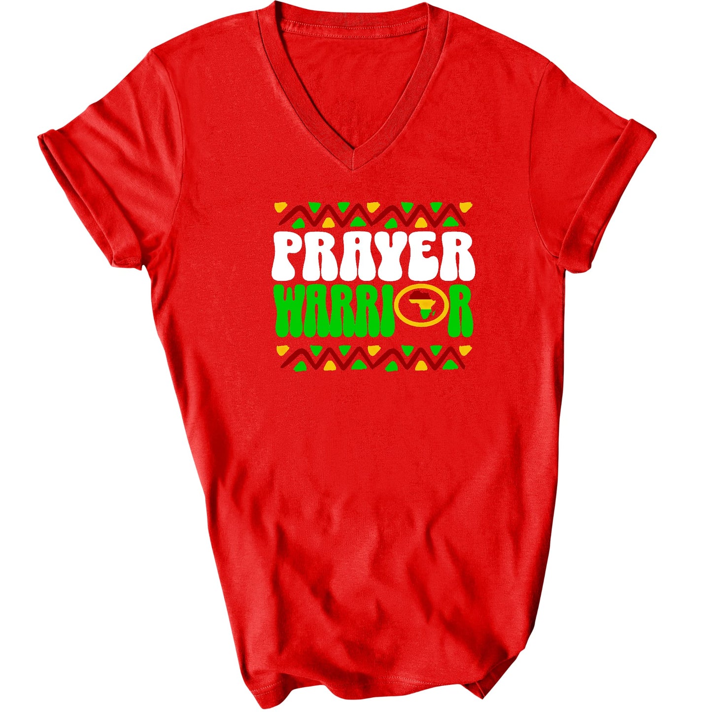 Prayer Warrior African Inspiration Illustration Mens V-neck T-shirt-1