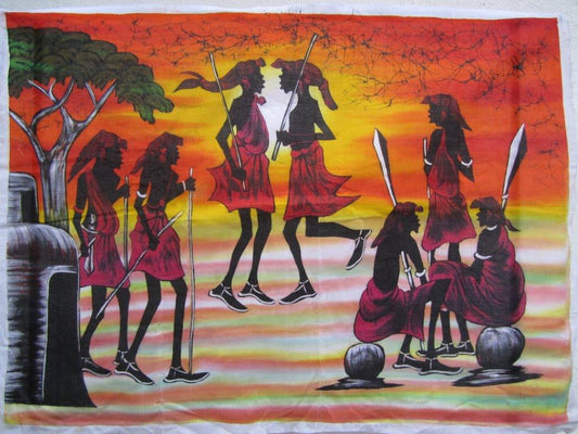 Maasai Warrior Dancers Batik Art 01-0