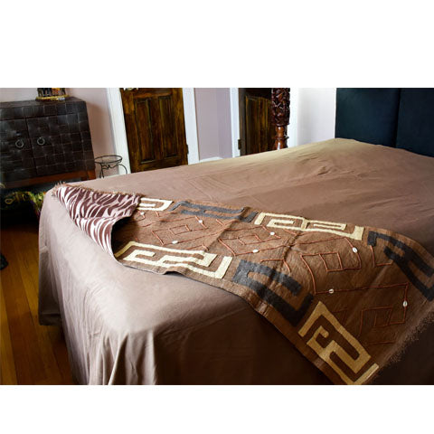 Kuba Reversible Throw | Burgundy Zebra Print-0