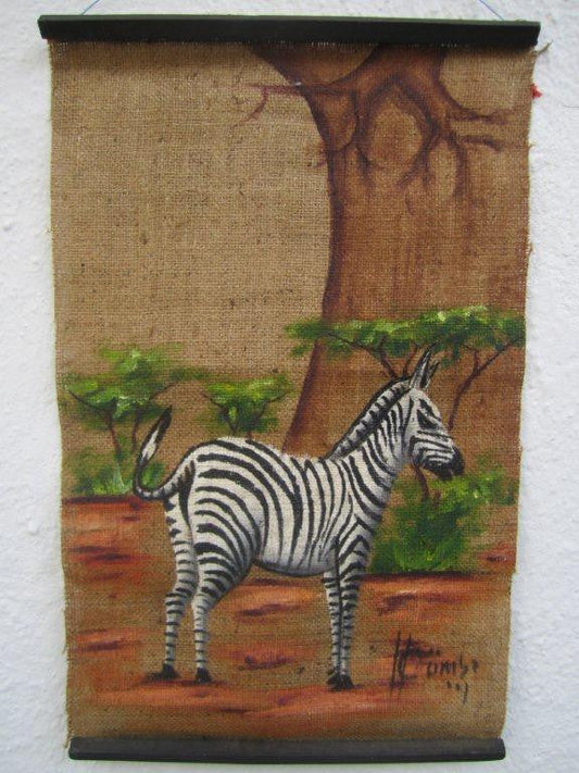 Zebra Burlap Framed-0