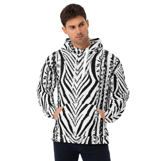 Mens Graphic Hoodie Black White Native Print-0