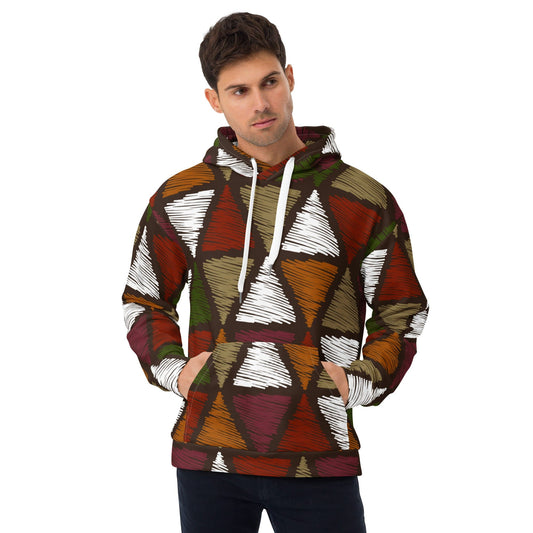 Mens Graphic Hoodie Red Green Geometric Lines-0