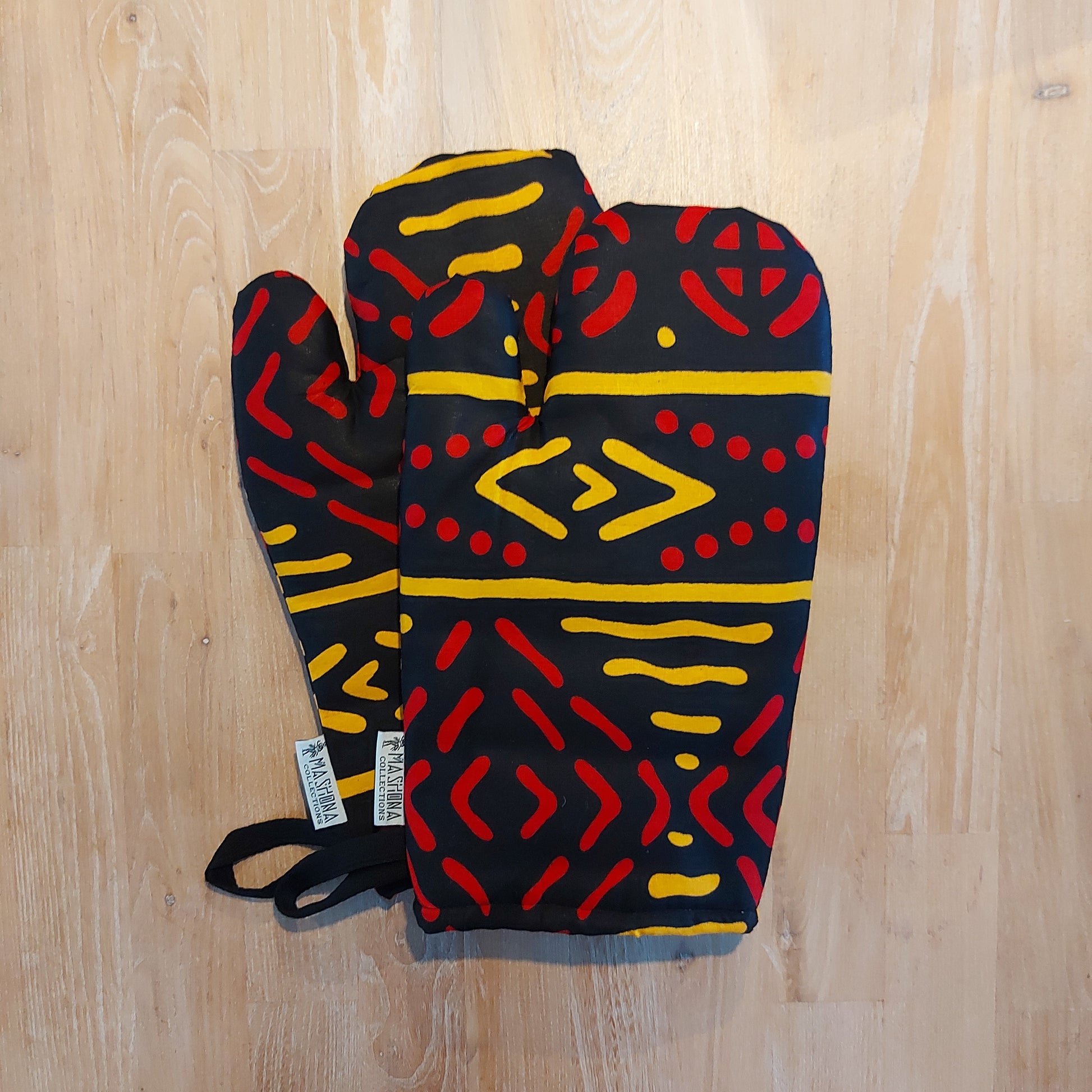 Set of 2 Handmade "Mudcloth" Bogolan Print Inspired African Print Oven Glove-0