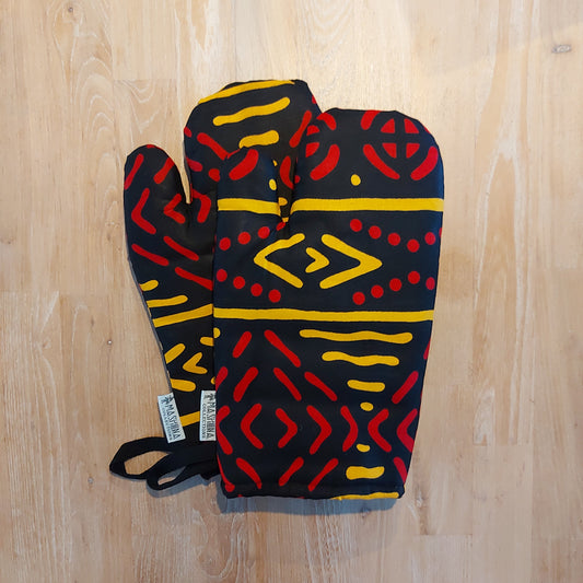 Set of 2 Handmade "Mudcloth" Bogolan Print Inspired African Print Oven Glove-0