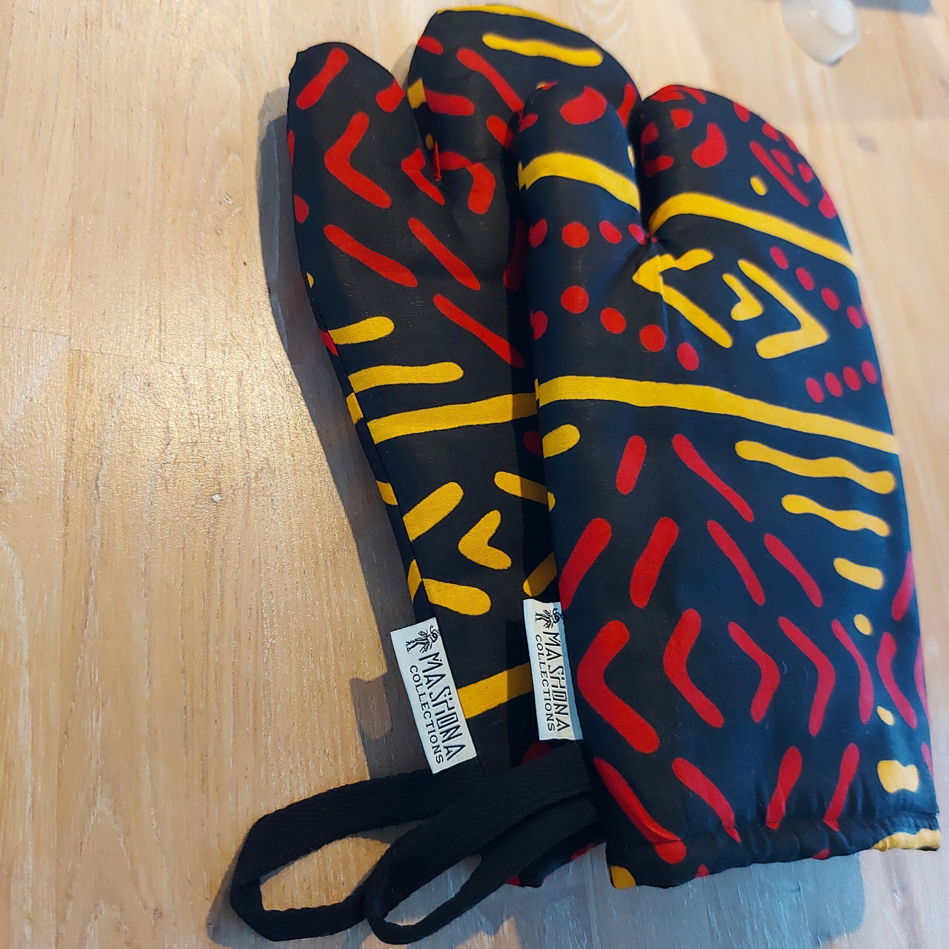 Set of 2 Handmade "Mudcloth" Bogolan Print Inspired African Print Oven Glove-2