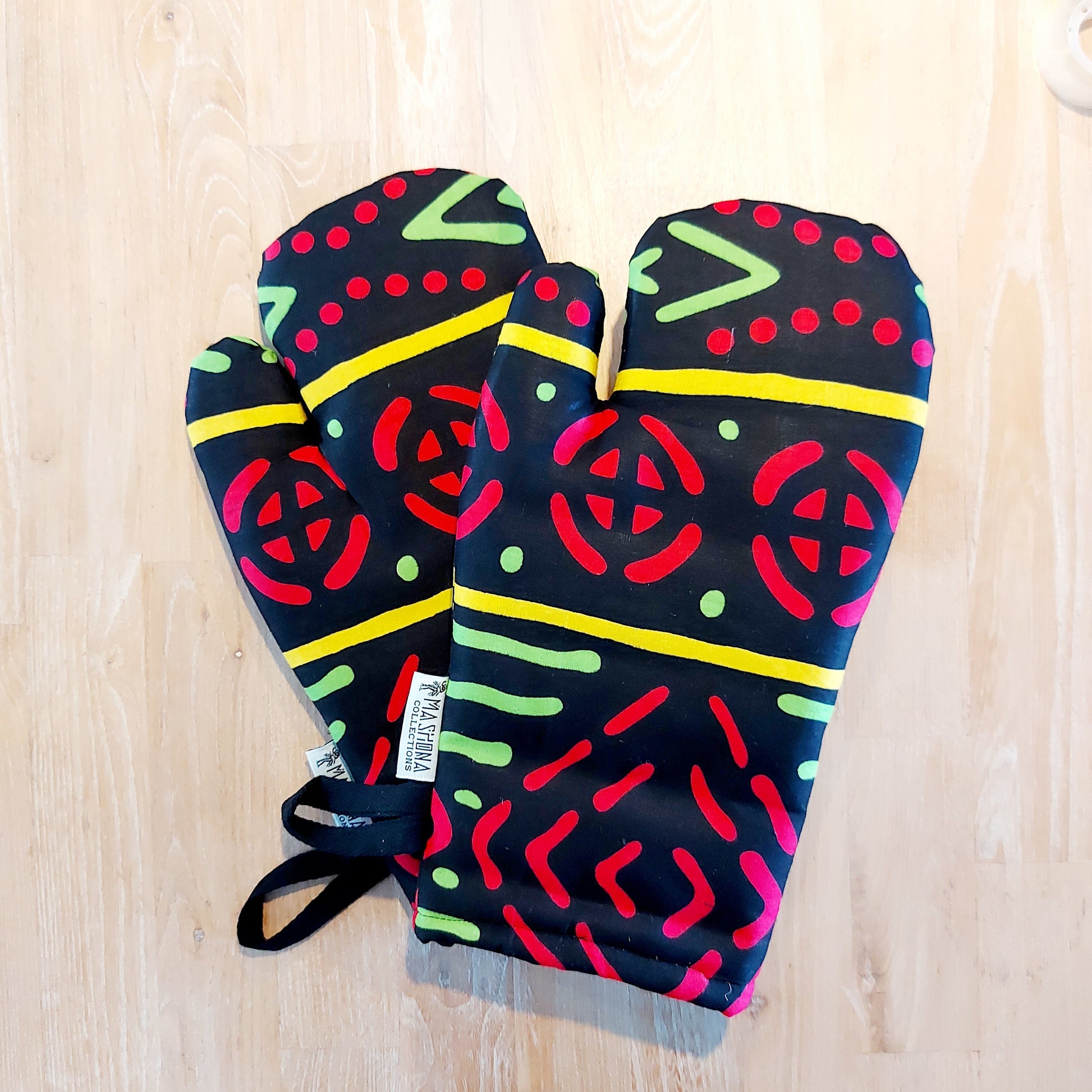 Set of 2 Handmade "Mudcloth" Bogolan Print Inspired African Print Oven Glove-0