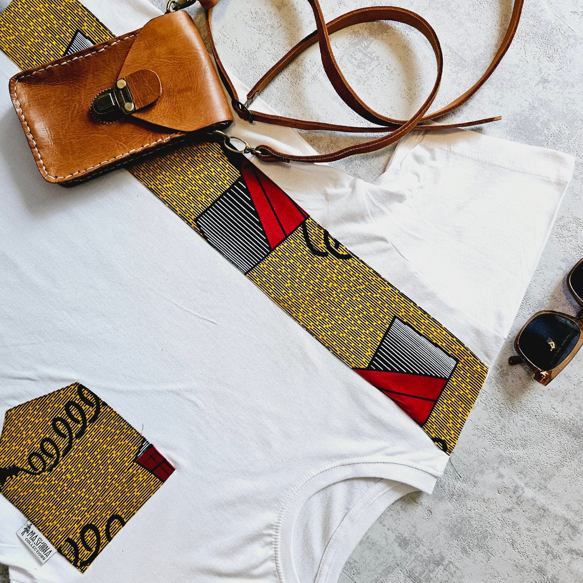 Africa Print Detailed T-Shirt | Ankara Detail and Pocket-4