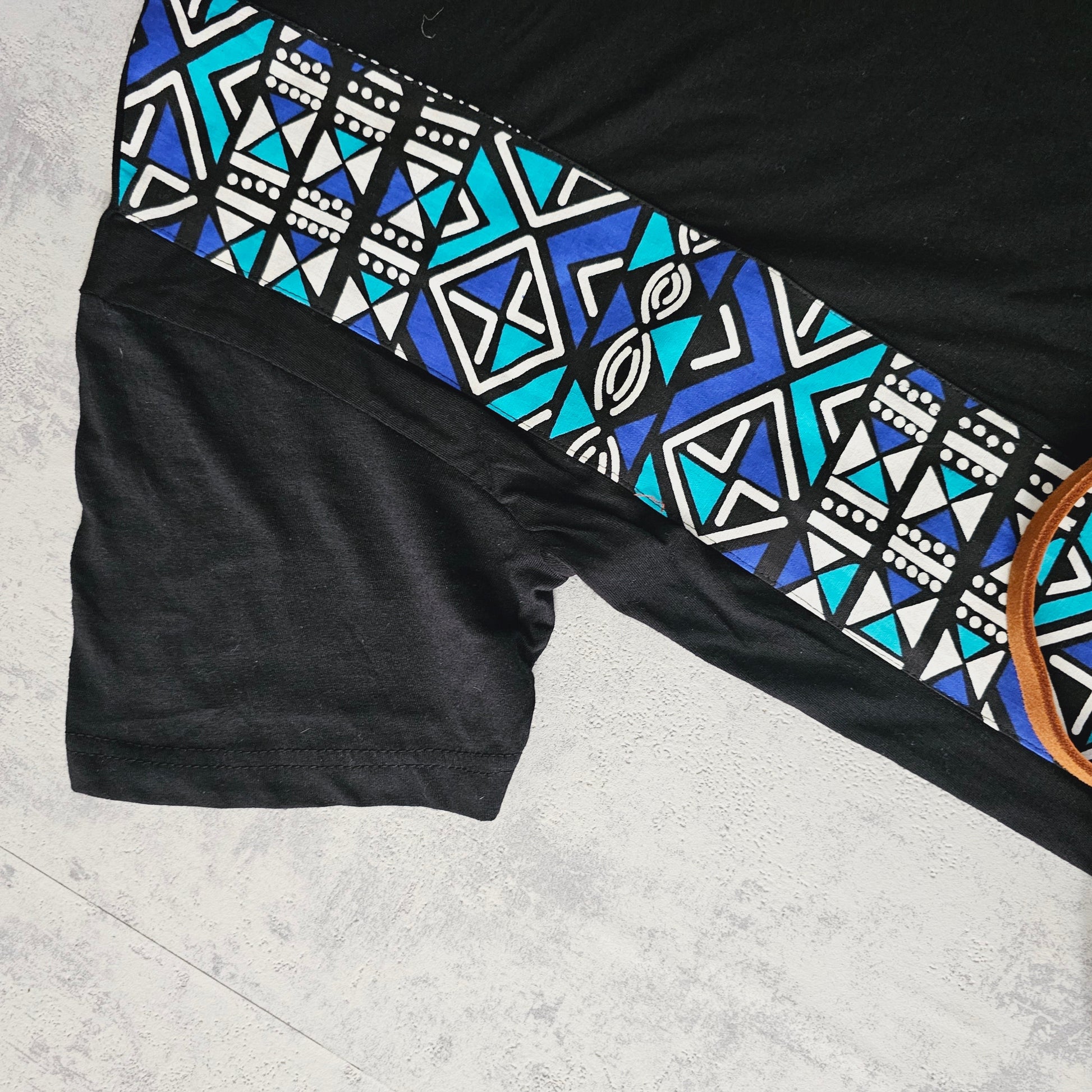 Africa Print Detailed T-Shirt | Bogolan Print Detail and Pocket-1