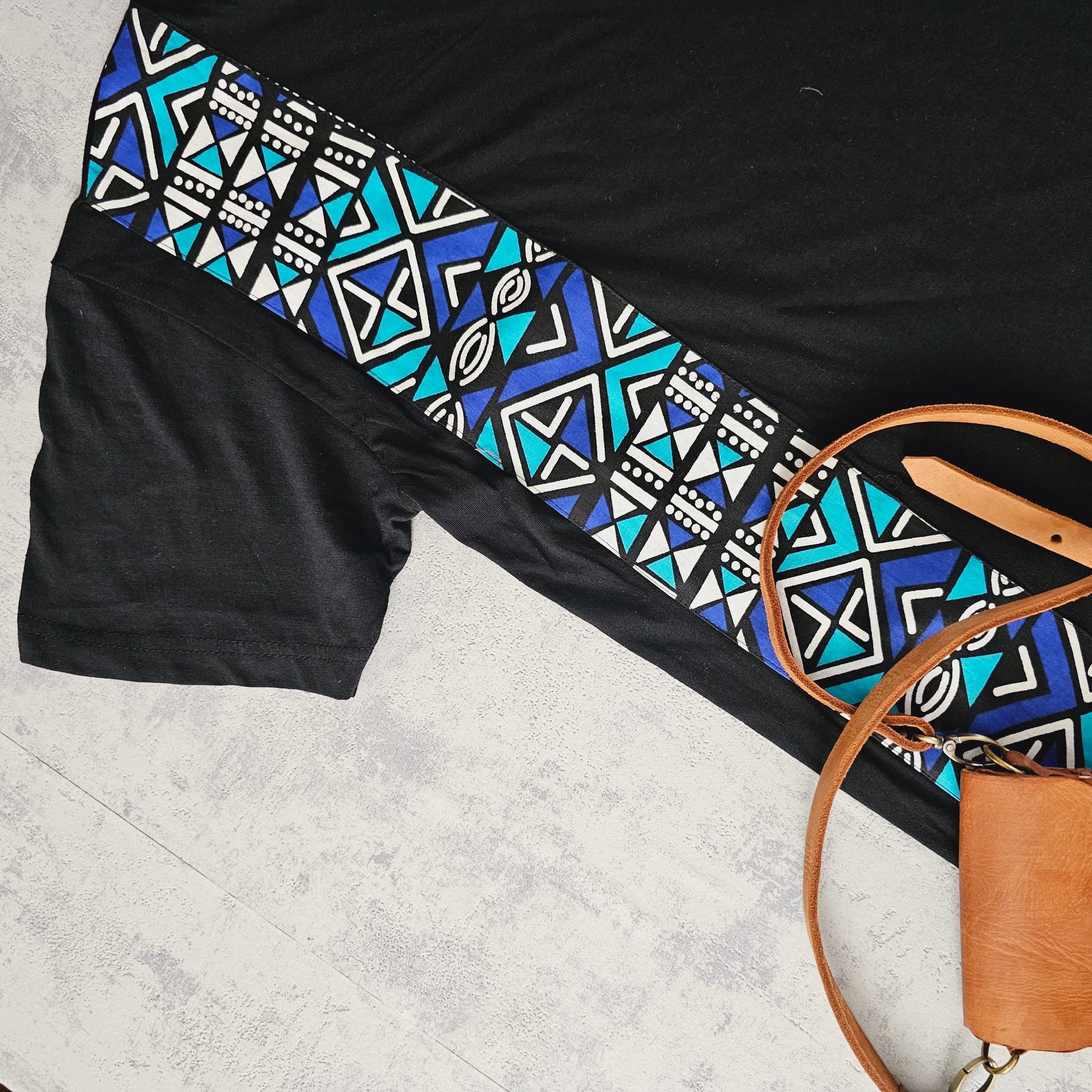 Africa Print Detailed T-Shirt | Bogolan Print Detail and Pocket-3