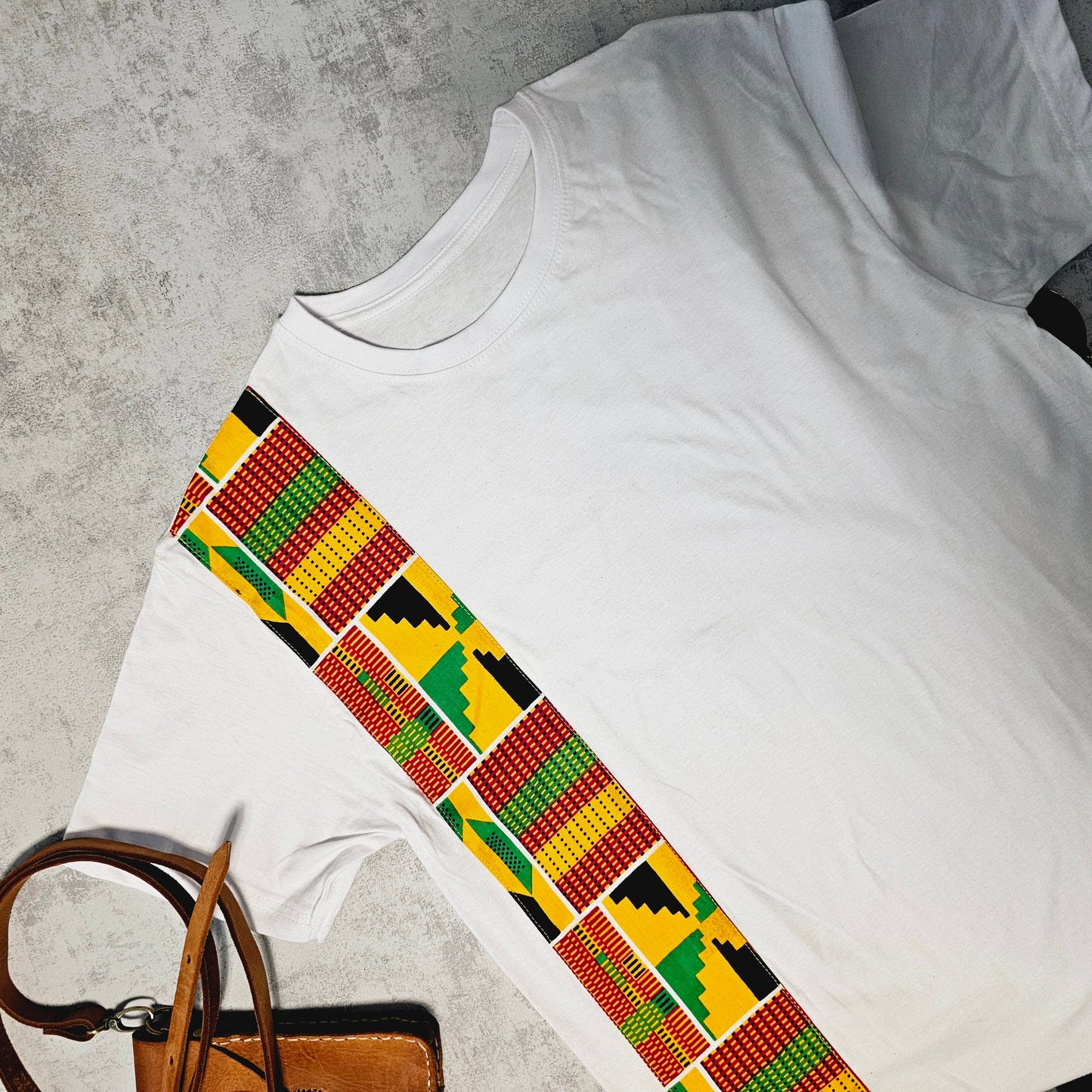 Africa Print Detailed T-Shirt | Ankara Detail and Pocket-2