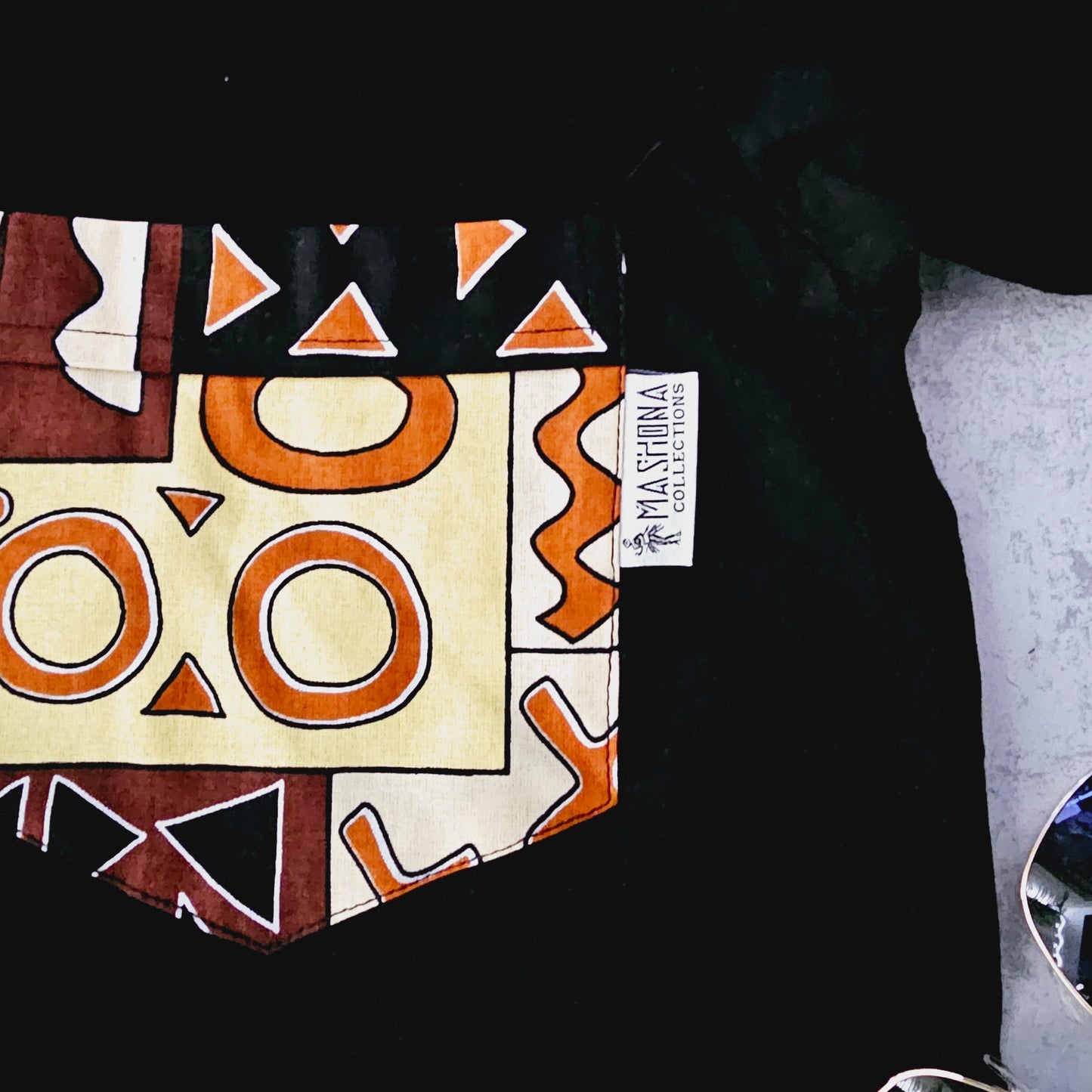 Copy of Africa Print Detailed T-Shirt | Ankara Detail and Pocket-1