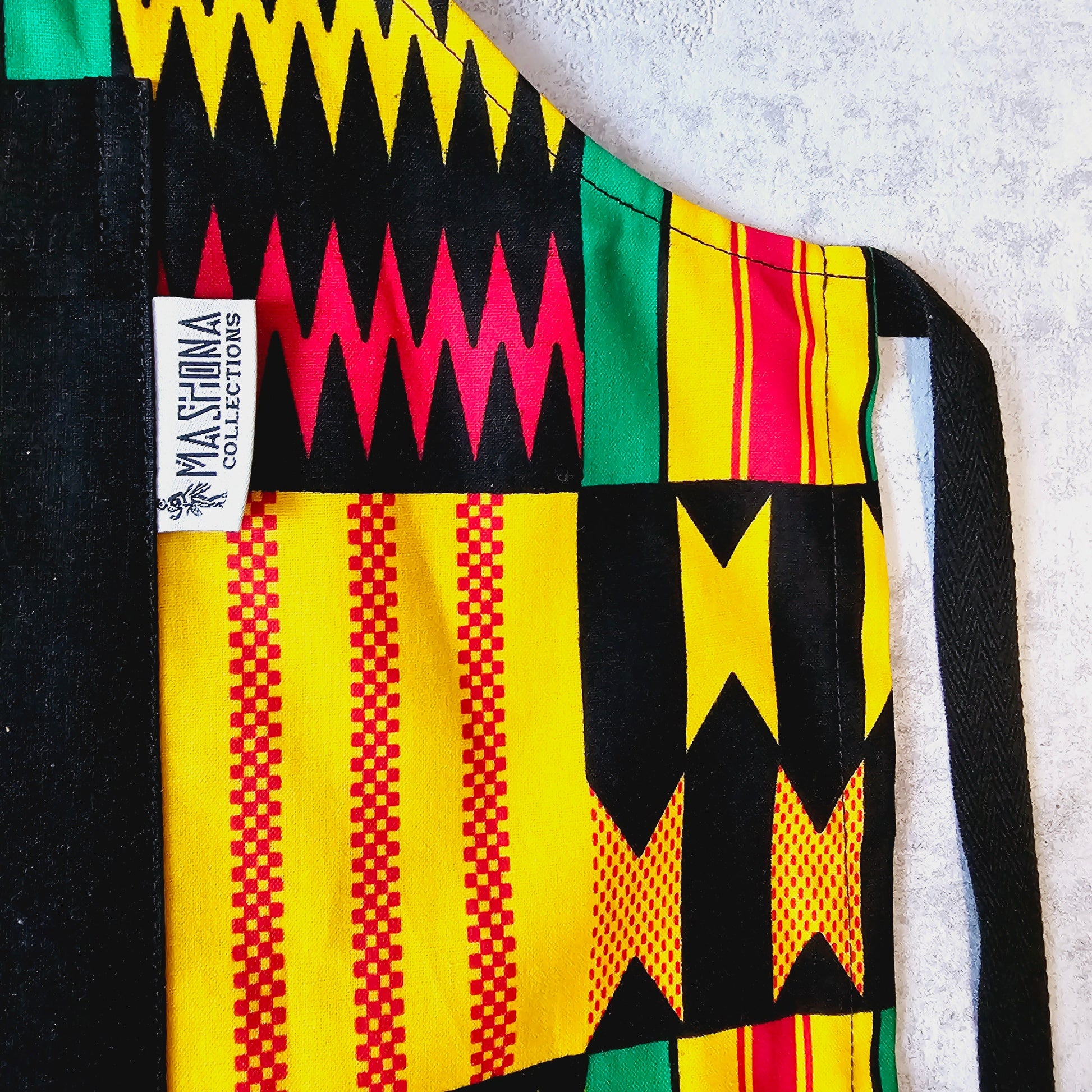 Handmade Kente Bogolan Print | African Print Apron with Pocket-1