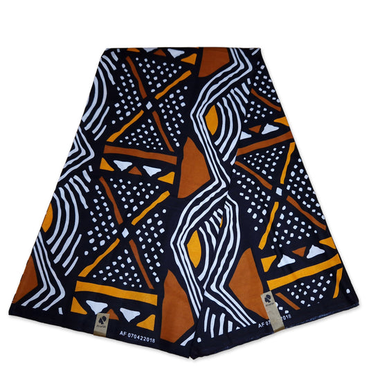 6 Yards | African Print "Mudcloth" Bogolan Inspired Print Fabric 100% Cotton | Ankara Fabric-0