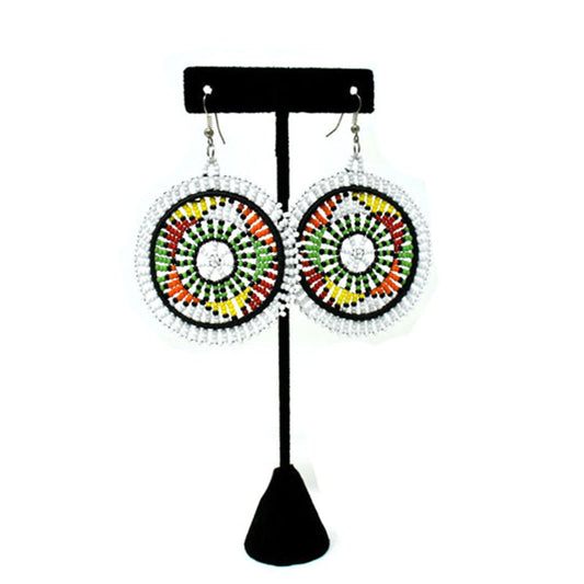 Duara Beaded Earrings White & Multi Color 01-0