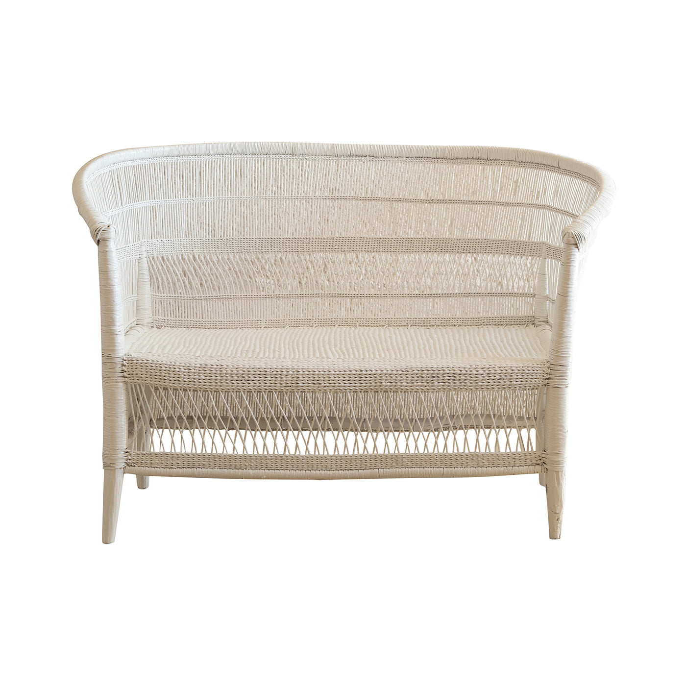 Malawi Cane Love Seat | White Handwoven in Malawi-0