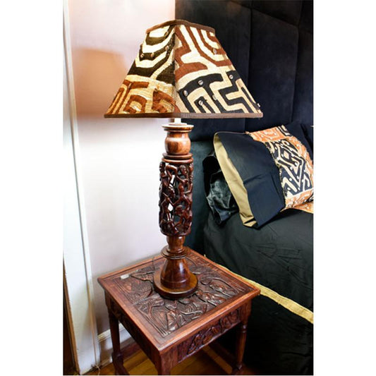 Ujamaa Lamp with Rectangle Kuba Lampshade-0