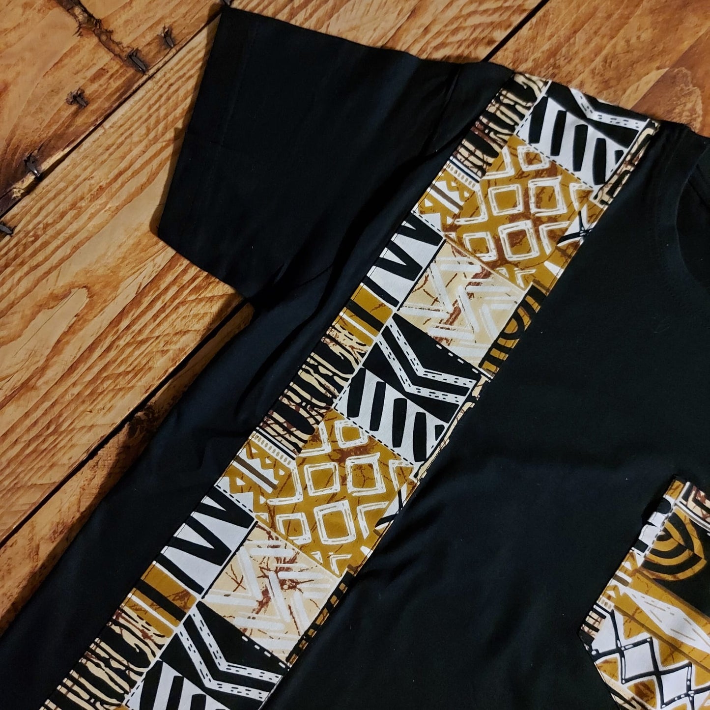 Africa Print Detailed T-Shirt | Bogolan Print Detail and Pocket-2