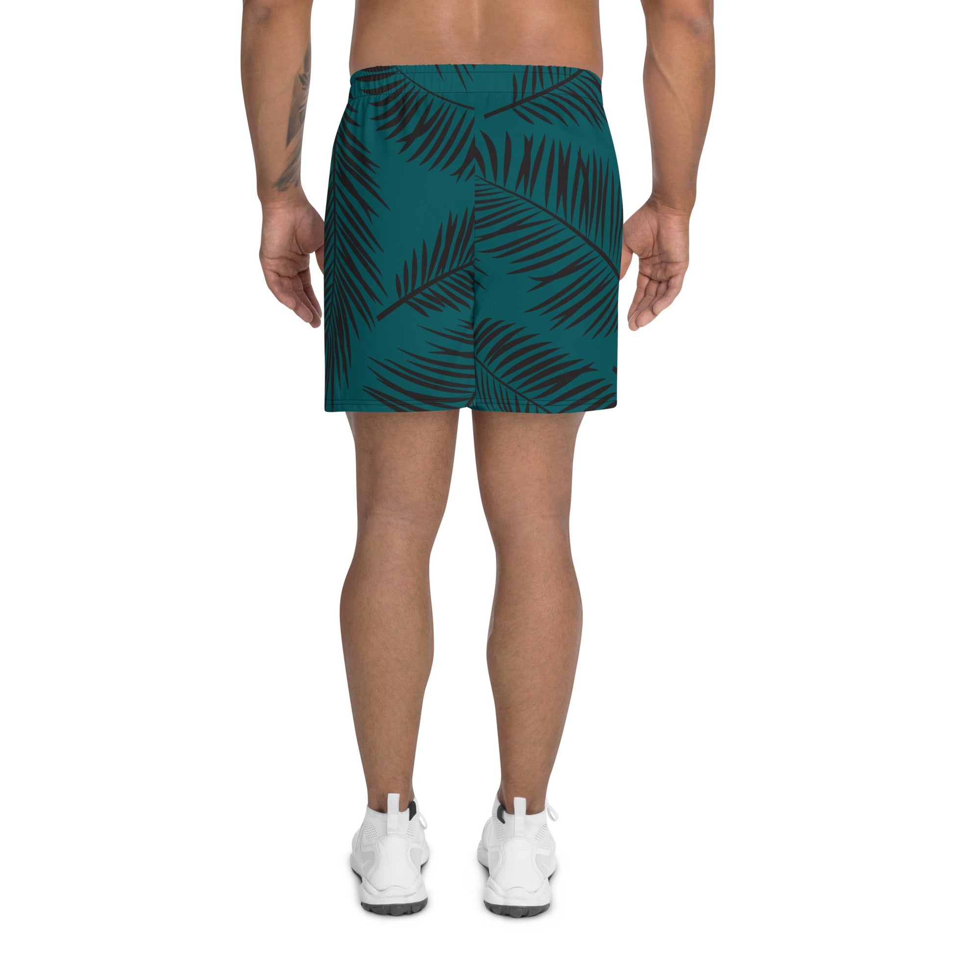 Men's Green  Leaf Pattern Athletic Shorts-3