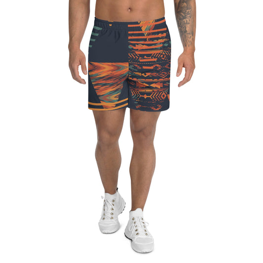 Orange and Indigo Men's  Shorts-0