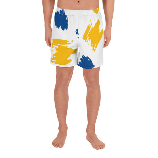 Yellow Blue Brushstroke Athletic Shorts-0