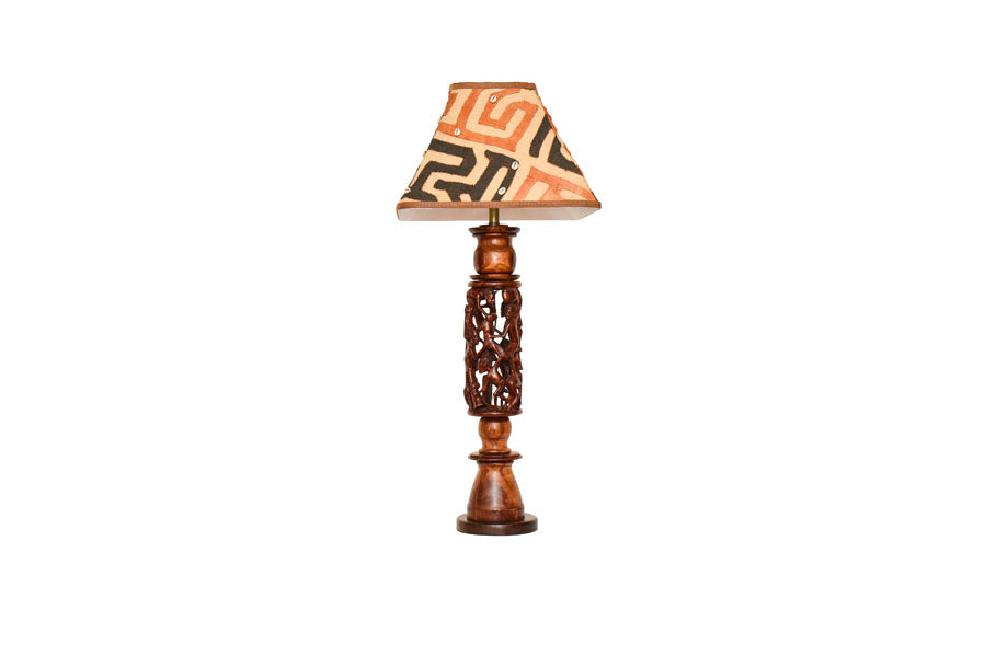 Ujamaa Lamp with Rectangle Kuba Lampshade-1