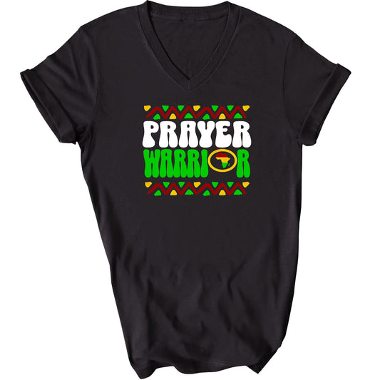 Prayer Warrior African Inspiration Illustration Mens V-neck T-shirt-0