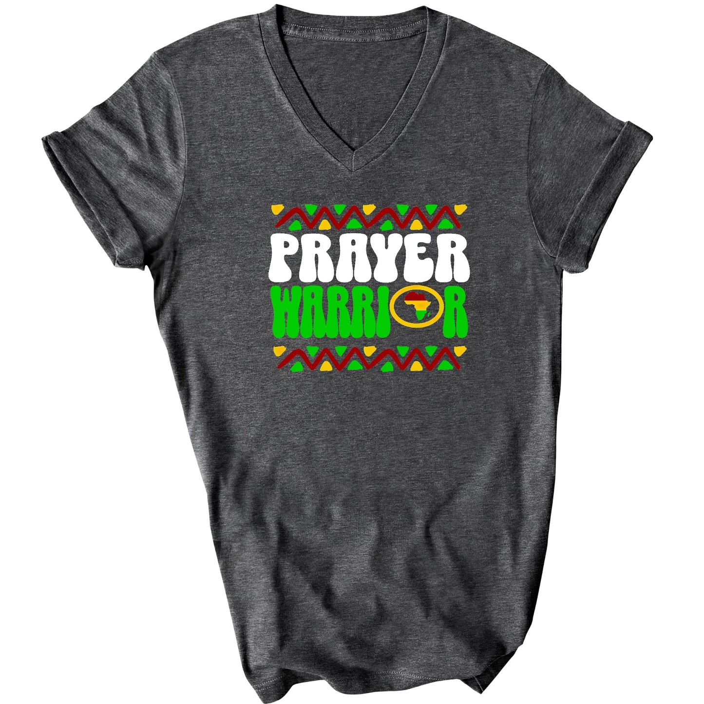 Prayer Warrior African Inspiration Illustration Mens V-neck T-shirt-5