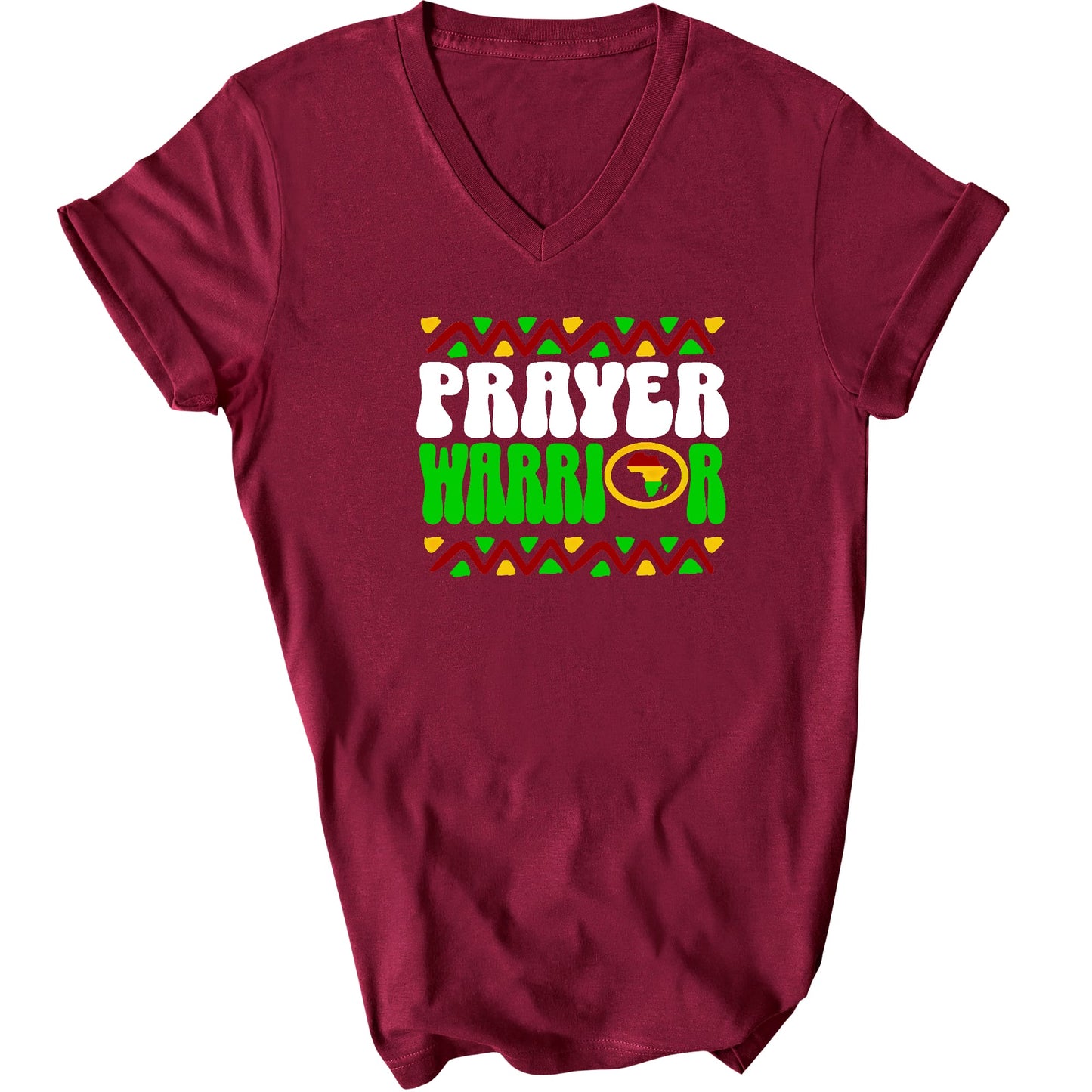 Prayer Warrior African Inspiration Illustration Mens V-neck T-shirt-2