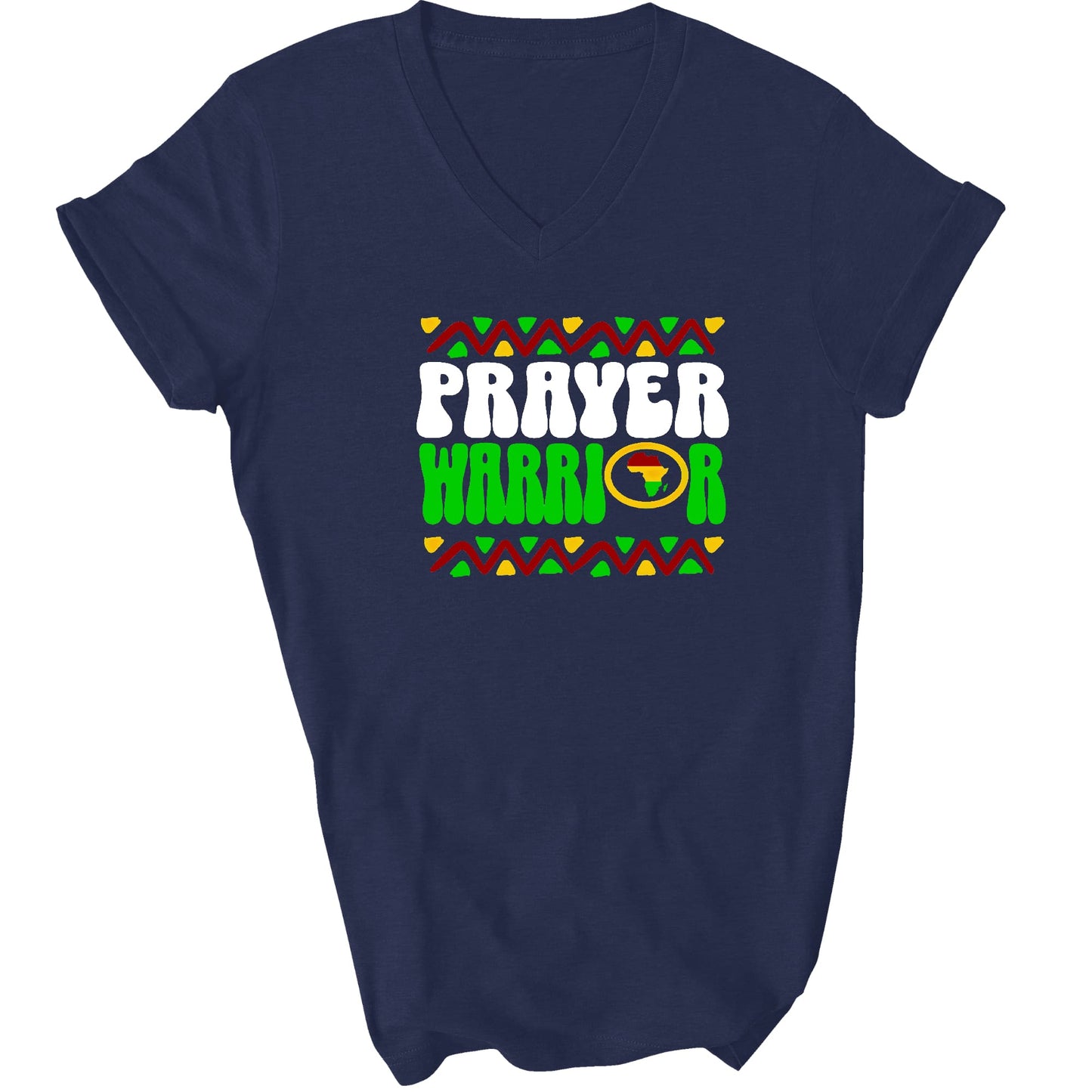 Prayer Warrior African Inspiration Illustration Mens V-neck T-shirt-4