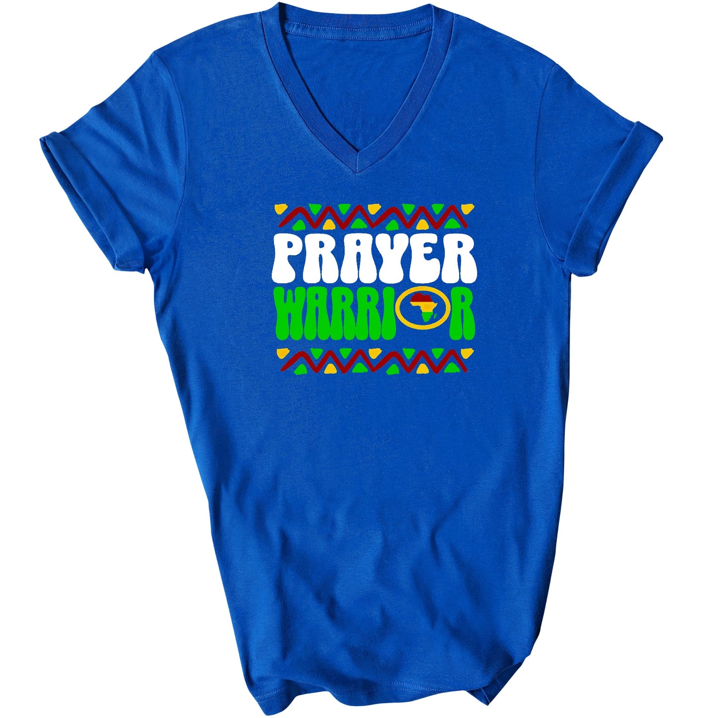 Prayer Warrior African Inspiration Illustration Mens V-neck T-shirt-3